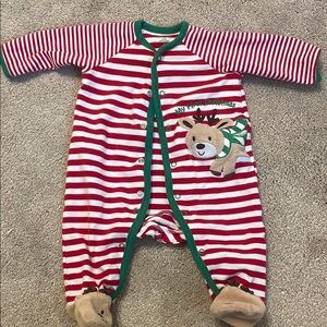 3/$10 Christmas Reindeer Baby Onesie - Red and Green